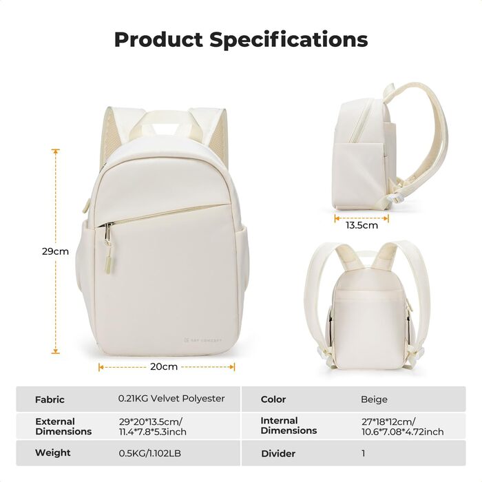 Рюкзак для камери K&F Concept - компактний, для DSLR, з регульованим ременем, для повсякденного використання, роботи та подорожей, колір: темно-зелений (бежевий)