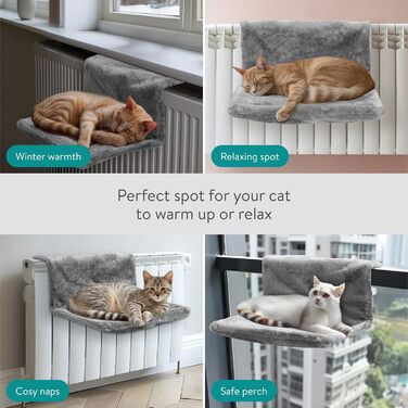 Navaris Cat Bed Heater - Heating Mat for Cats - Cat Heating Bed - Cat Bed with Heater - Cat Basket Heater - For Cats up to 15 kg - Cat Hammock Heater - (Dark Grey)