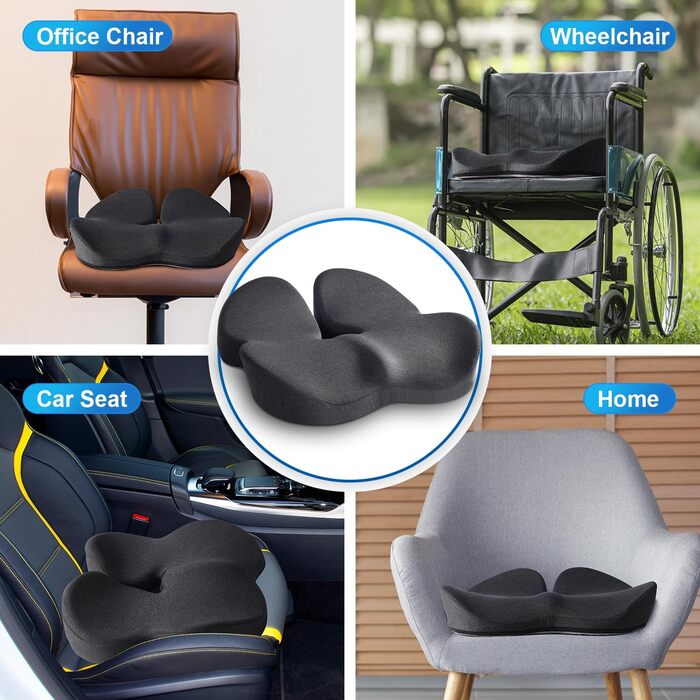 Подушка для сидіння SkyNY на офісне крісло: Memory Foam, для кукси, Sciatica, ергономічна, знімає тиск, для болю в сідниці та кукси