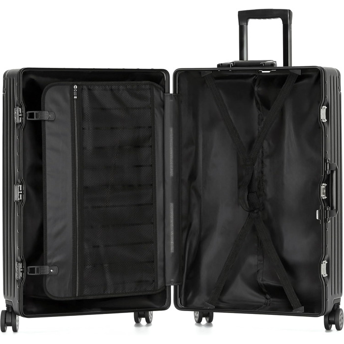 KOFA Zurich: Набір валіз 2 шт. (M-55см, XL-75см) з алюмінієвим каркасом та міцною полікарбонатною оболонкою. Carry-on + Check-in, спіннер з 4 колесами, TSA-замок, 35L + 94L (Чорний)