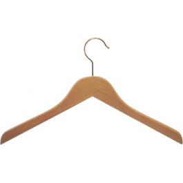 Hagspiel Wooden Clothes Hangers, Beechwood Clothes Hangers, Naturally Lacquered (Water-based Lacquer), Chrome-plated Swivel Metal Hook, Made in Austria (14 pcs, 39 cm lacquered)