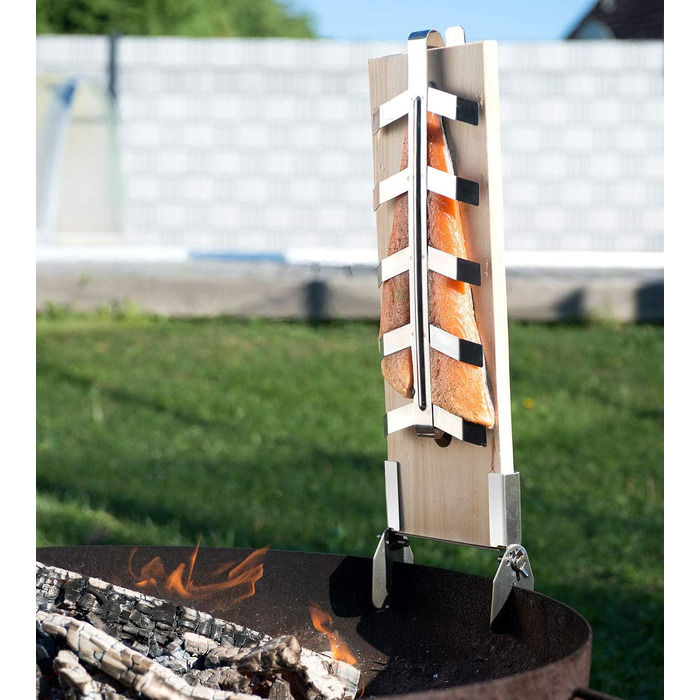 Набір дощок для запікання лосося з кедрового дерева Rosenstein & Söhne з підставкою з нержавіючої сталі, 2 шт.