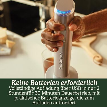 Cuisinart Cordless 3-in-1 Power Hand Blender | Stainless Steel Whisk, Immersion Blender, and 700ml BPA-Free Pitcher, 250ml Mini Chopper | Cordless | USB Charging, Rechargeable | Dishwasher Safe