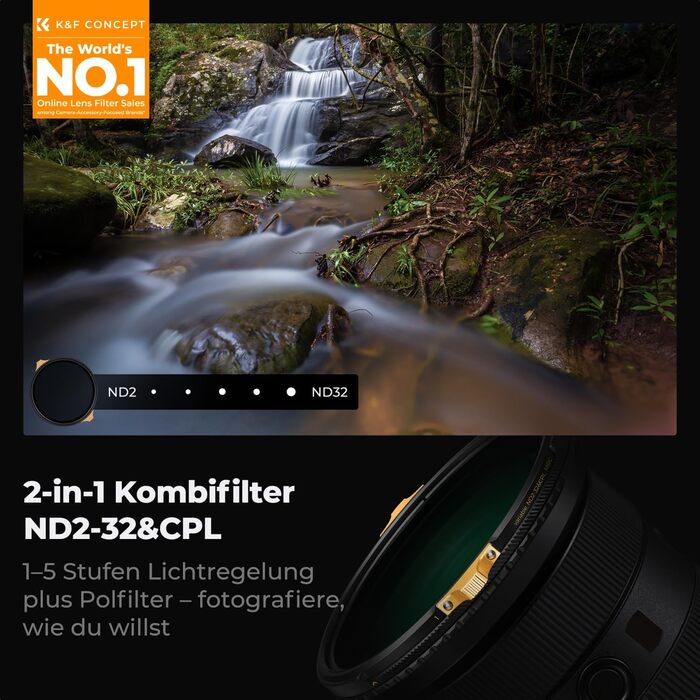 Фільтр ND2-32/CPL (Поляризаційний) K&F Concept 82мм Nano XPRO – Низьке відбиття, Нанопокриття