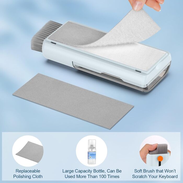 Набір для чищення клавіатури 12 в 1: очищувач екрану, клавіатури, телефону, MacBook, ПК (блакитний)