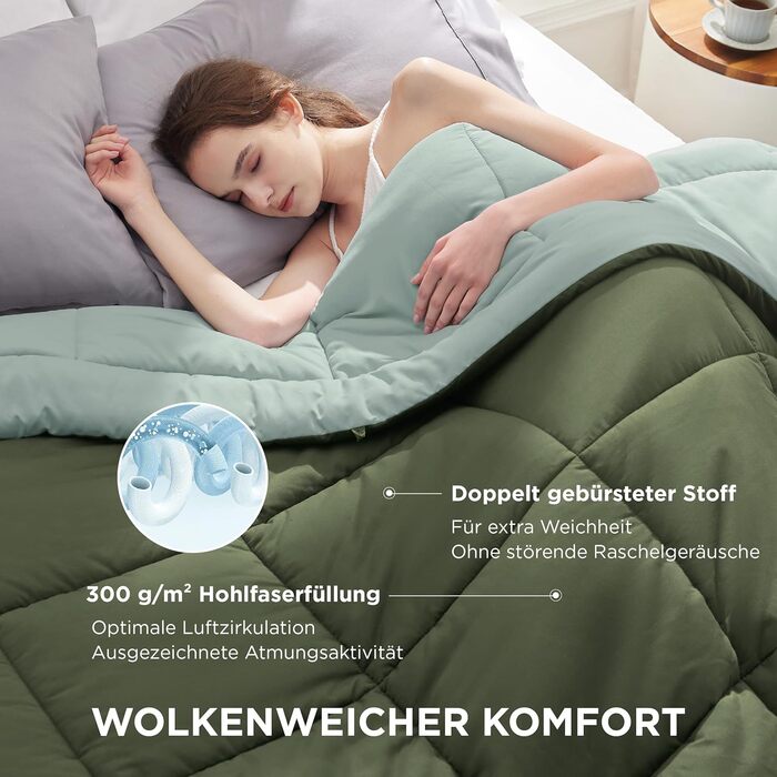 Ковдра BEDSURE 135x200 см, 300 GSM, 4 сезони, двостороння сіра/світло-сіра, для алергіків