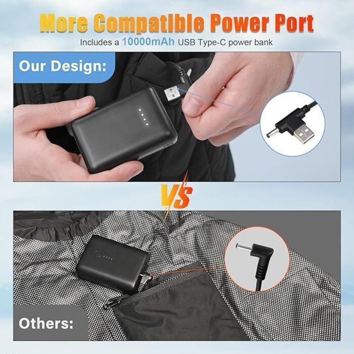 Електрична гріюча жилетка для чоловіків Rrtizan з акумулятором 10000mAh, 15 зон нагріву, 3 режими температури, чорна, XL