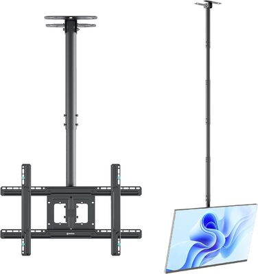 ONKRON Ceiling TV Mount for 32-80 inch TVs - Tilting & Swivel, VESA 100x100-600x400, Load Capacity 68kg, Adjustable Height, Black