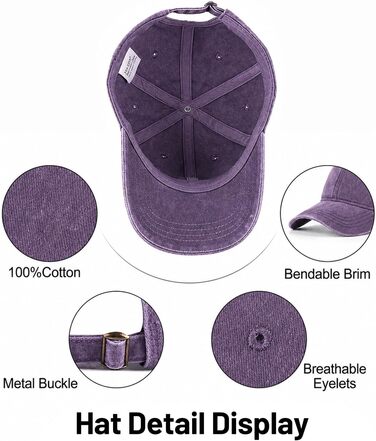 Кепка бейсболка Zylioo XL/XXL вінтажна темно-фіолетова (Dark Purple) з бавовни, washed cotton