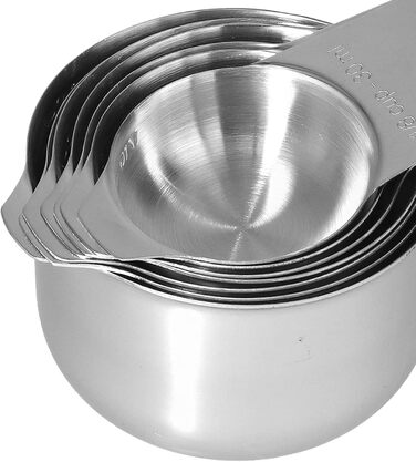 Uadme Measuring Spoon Measuring Cup Set, 7-Piece Stainless Steel Measuring Cup Set Stackable Measuring Spoons with D-Rings for Measuring Dry and Liquid Ingredients