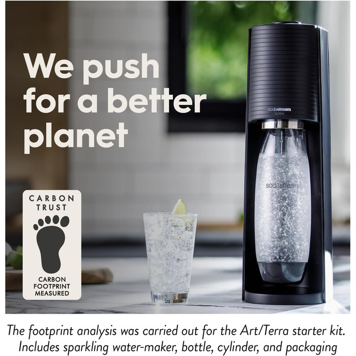 SodaStream TERRA: Газова вода вдома - Стандартний набір з CO2 балончиком та пляшкою 1л, чорний