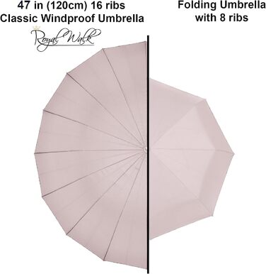 Royal Walk Automatic Travel Golf Umbrella - 54 inch / 137cm - Windproof, Waterproof, Large Size for 2 People - Classic Design with Wooden Handle - Unisex