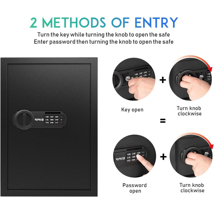 Електронний сейф RPNB Luxus Tresor з кодовим замком, 51 л – для дому, офісу, готелю, зберігання грошей та коштовностей