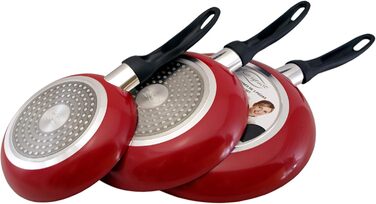 San Ignacio PK125 Set: Pressed Aluminum Frypans - Ø 16, 20, and 24 cm. 3-Piece Frypan Set, Aluminum, Black 16/20/24