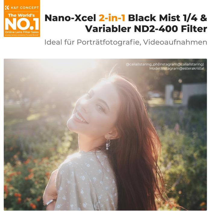 Фільтр K&F Concept 77mm Black Mist 1/4 та ND2-ND400 2-в-1 (Nano-Xcel Series)