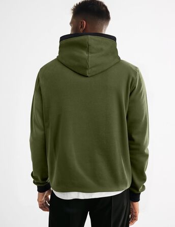 Світшот JMIERR чоловічий з капюшоном, теплий, з кишенею, бавовна, колір зелений