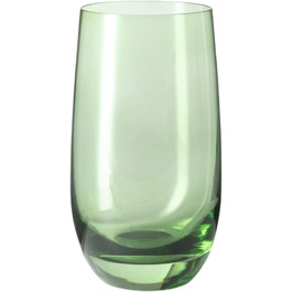 Leonardo Sora Drinking Glasses, Set of 6, Dishwasher-Safe Water Glasses, Colorful Drinking Cups, Modern Juice Glass Set, Green, 390 ml, 018043