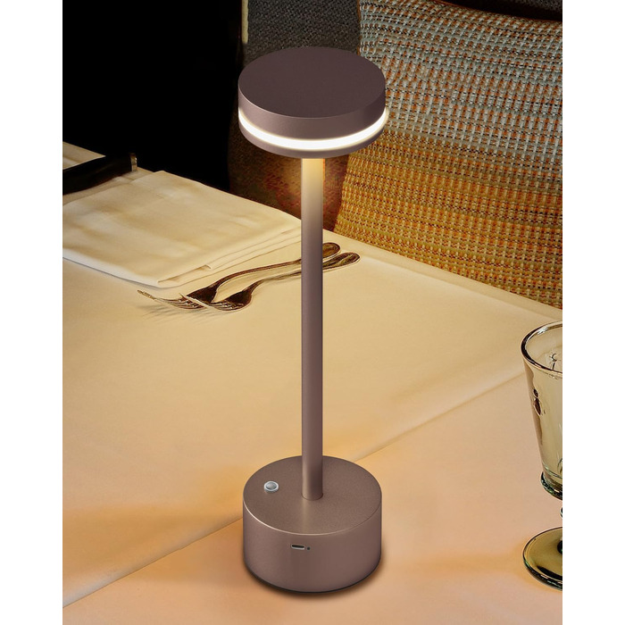 Настільна акумуляторна LED лампа бездротова 2 шт, сенсорний вимикач, алюмінієвий корпус, димування 3 рівні, 4000mAh, тепле світло 3000K, рожеве золото