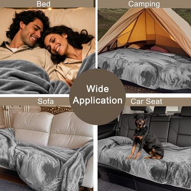 Водонепроникний коврик для собак з Sherpa Fleece, 127x152 см - захист дивану та меблів (Сріблясто-сірий)