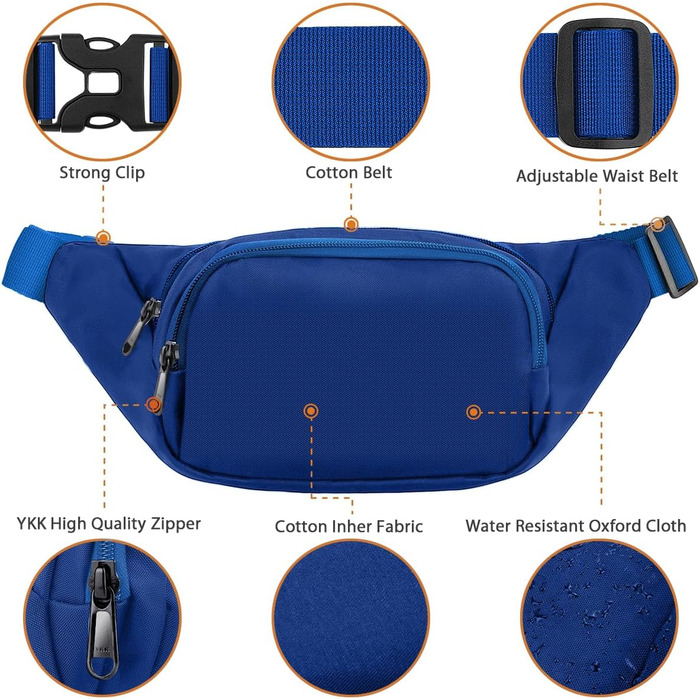 Чоловіча/Жіноча поясна сумка-бананка 35 см з великою місткістю, водонепроникна, для iPad mini/iPhone 12 Pro Max, для спорту, чорна