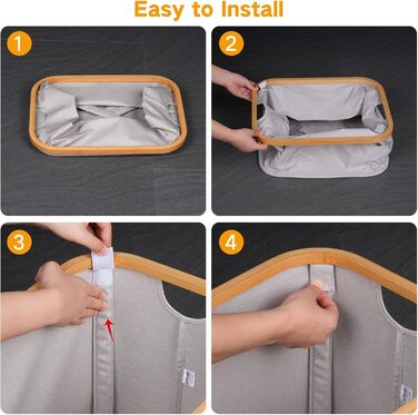 Efluky Foldable Laundry Basket 50L, Bamboo Fabric Foldable Storage Basket, Collapsible Storage Basket, Laundry Baskets for Bedroom Bathroom (Light Grey)