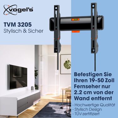Кріплення для телевізора Vogel's Comfort TVM 3405 - настінна кріплення для телевізорів 32-77 дюймів, до 50 кг, VESA 400x400, ультратонке (2.2 см)