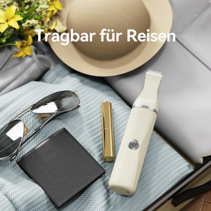 Електричний набір для гоління жінок, багатофункціональний. Ідеально підходить для гоління тіла, зони бікіні, ніг та рук. З USB-C зарядкою та чохлом. Бежевий колір.