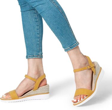 Босоніжки жіночі DREAM PAIRS на танкетці жовті, класичні туфлі-сандалі, розмір 36 EU