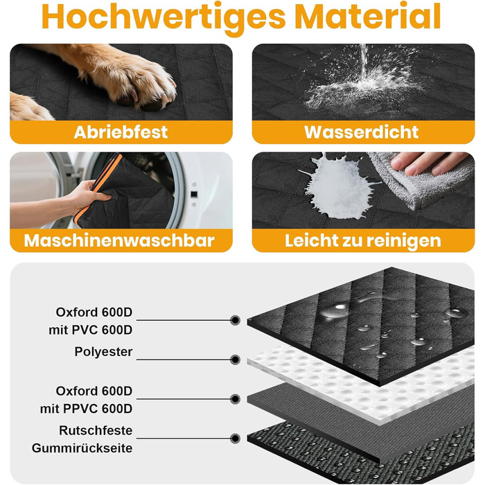 Автомобільна захисна накидка на заднє сидіння для собак, 600D, водовідштовхувальна, стійка до подряпин, з боковими захистами та оглядовим вікном, універсальна, для собак
