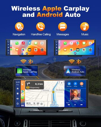 Бездротовий CarPlay/Android Auto дисплей Volam 9,26