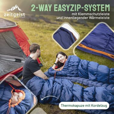 Сплячий мішок Zeitgeist Outdoor 3 сезони для дорослих 210x81 см, водонепроникний, легкий, 10°C, для мото, риболовлі, велосипеда, трекінгу та кемпінгу