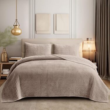 Королівський комплект постільної білизни SHALALA: розкішна оксамитова ковдра та простирадло (106'x94', коричневий)