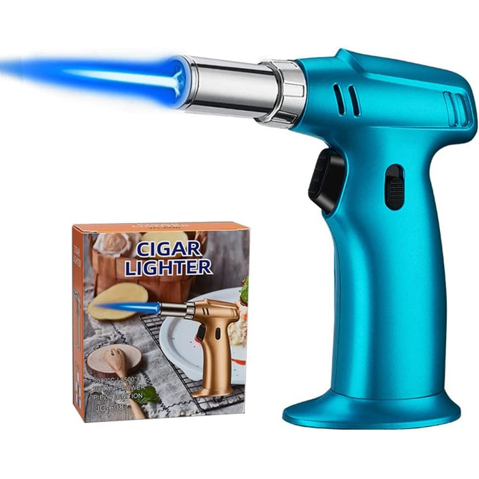 Кулінарний пальник-газовий обпалювач ibforcty, багаторазовий кухонний torch з регулюванням полум'я та замком безпеки для десертів, крем-брюле та BBQ, чорний