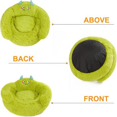 Jiupety Dog Bed Cat Bed Fluffy, Donut Dog Bed for Large Dogs, Orthopedic Dog Bed Dog House Indoor, Dog Basket Size L (69 x 69 x 36 cm), Cartoon Dog Bed, Green