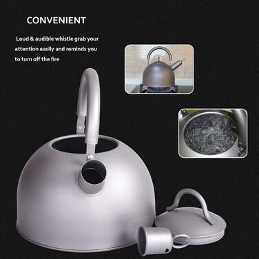 Чайник для плити iBasingo Titan 2L з свистком, легкий, велика ємність, для кемпінгу, кухні, дому. Ti3097D