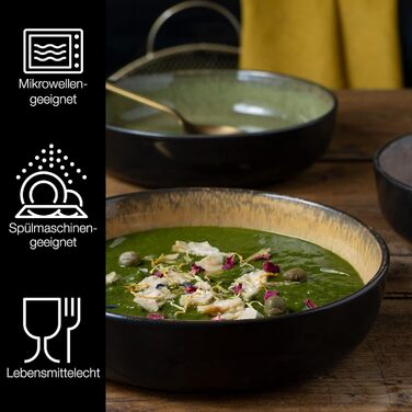 Набір сервірувальних тарілок Moritz & Moritz VIDA - 2 великі тарілки з якісного порцеляну, сучасний дизайн, підходить для мікрохвильової печі та посудомийної машини, ідеально для салатів, м'яса на грилі, закусок та іншого