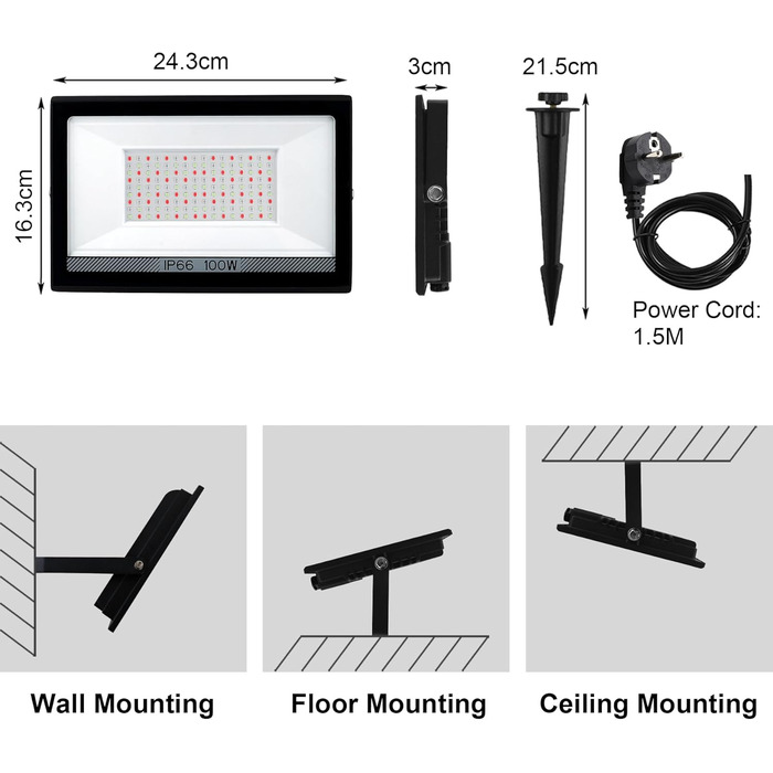 LED Floodlights Outdoor, 100W Smart RGB Floodlights with Remote Control and Bluetooth App, LED Floodlights, Color Changing Spotlights, IP66 Waterproof Floodlights for Gardens, Courtyards (2 Pack) (Rgb-4p)
