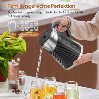 Електричний чайник OLEGA 1.8 л, 1800 Вт, швидкий нагрів, чорний, BPA Free