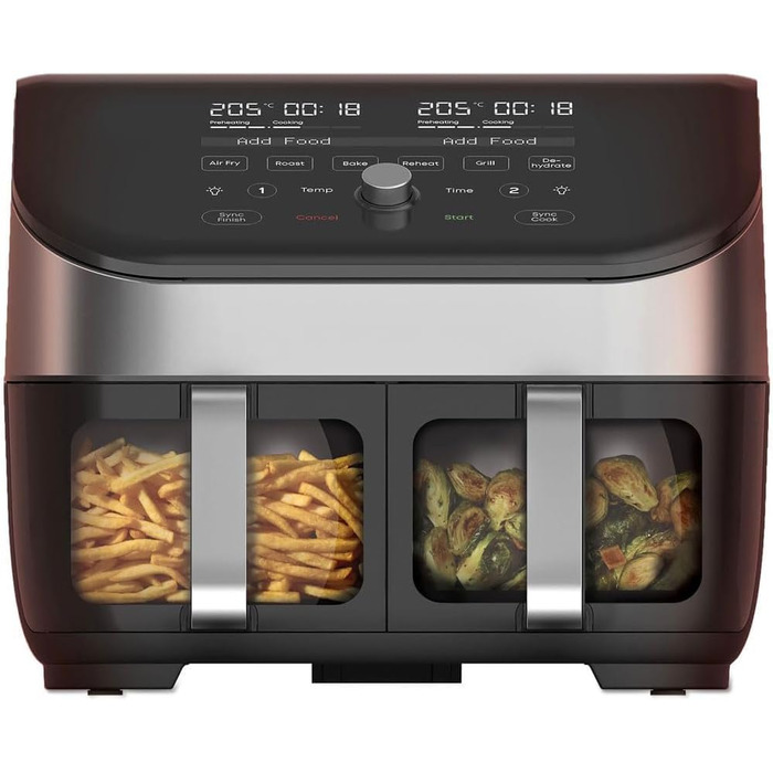 Мультифрітюрниця Instant Vortex Plus 5.7L з ClearCook, 6-в-1, Чорний, 1700W, Сталь з оглядовим вікном, 8L