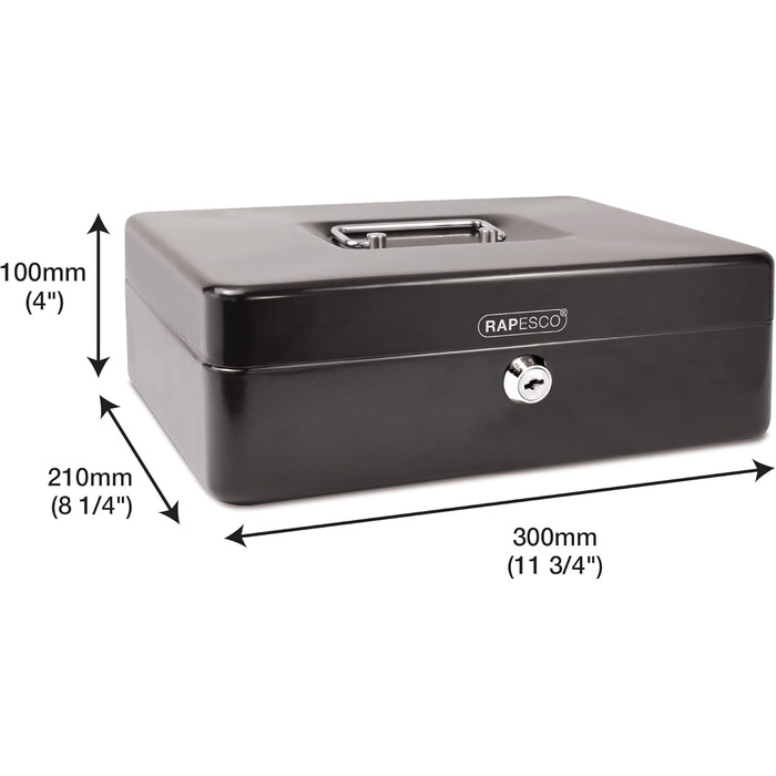 Металева касове сховище Rapesco SB0006B1 з замком, 3 ключами та висувним ящиком, розмір 6, чорний