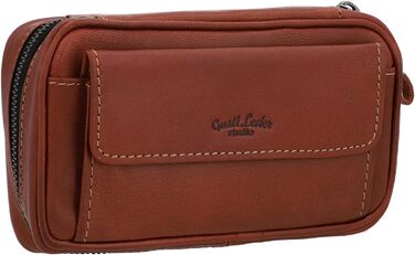 Gusti Pipe Pouch Leather - Diego Men's and Women's Pipe Pouch for 3 Pipes, Extra Tobacco Compartment, Interior Made of Natural Rubber, Pipe Bag Brown Leather