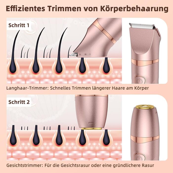 Електричний тример для бікіні Lady Shaver 3-в-1 для жінок: ноги, тіло, інтимна зона. Безпечний для чутливої шкіри. Rose Gold