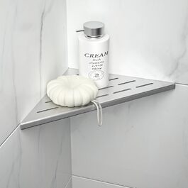 Bernkot Eck Duschregal, 304 Stainless Steel Bathroom Shelf for Tiled Walls, Recessed Shelf for Bathroom Renovation (Brushed, 254mm)