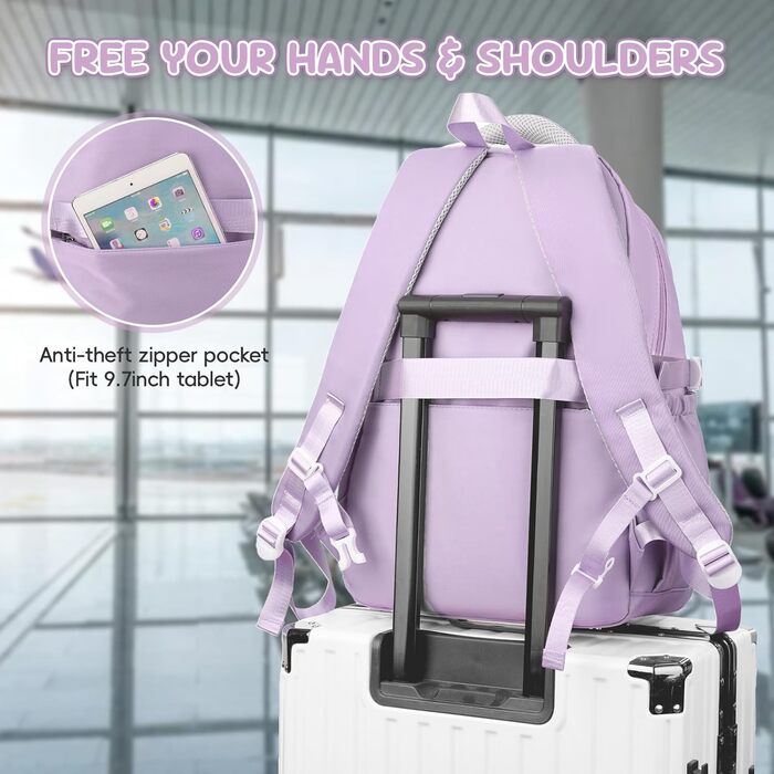 Набір шкільних рюкзаків для дівчаток: рюкзак та сумка через плече, 36л, 3-7 клас, фіолетовий