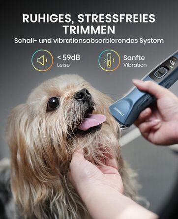 Професійна машинка для стрижки собак Oneisall, 2 швидкості, для собак та котів, тиха, для густого, довгого та кучерявого хутра, з акумулятором, леза з вуглецевої сталі, блакитна