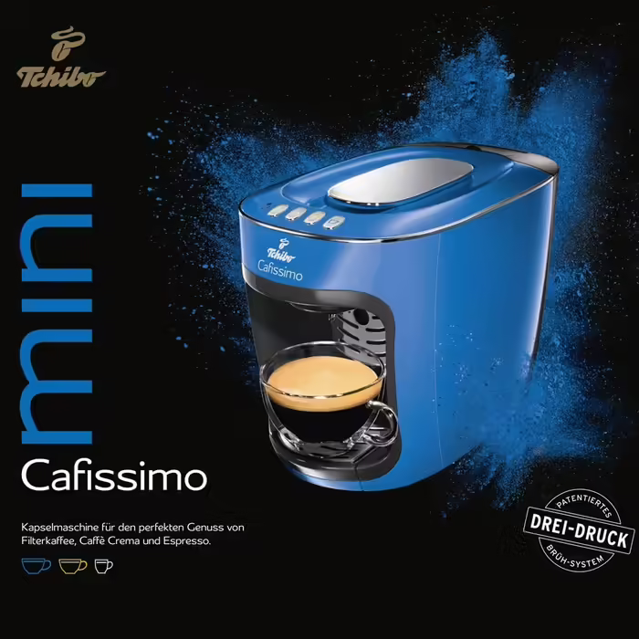 Tchibo Cafissimo mini Coffee Capsule Machine (for coffee, espresso, Caffè Crema and tea) blue