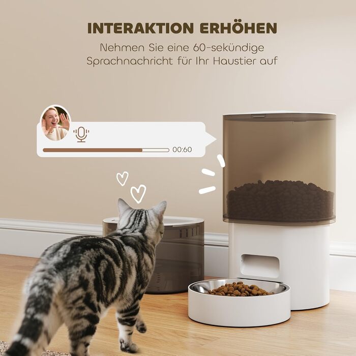 Автоматичний годівниця та фонтанчик для котів та собак PawHut 2.5 л - білий