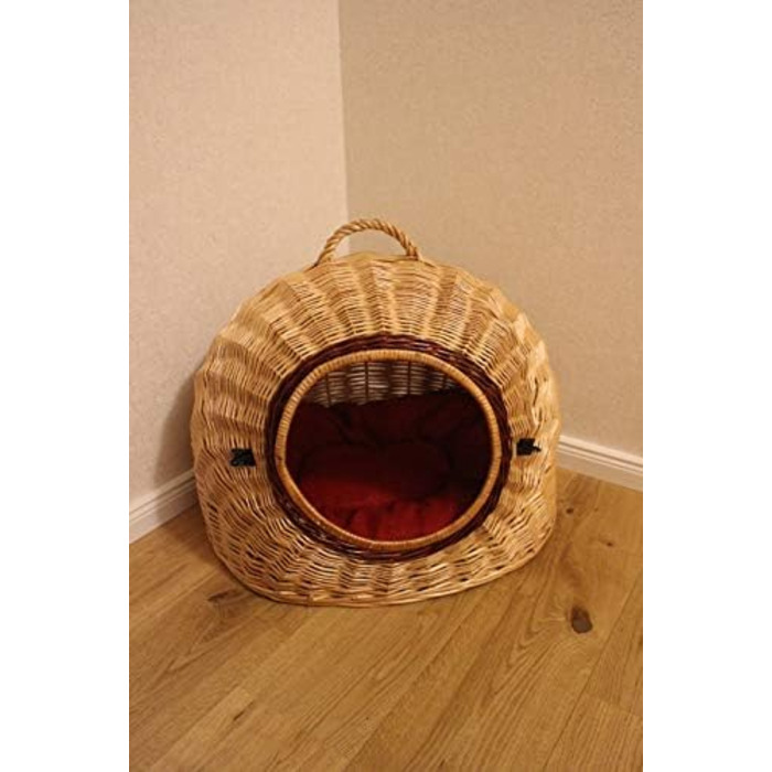 Транспортний кошик для котів та собак з плетіння лози з металевим ґратком та подушкою, XL, XXL (XXL=60x50x52 см)