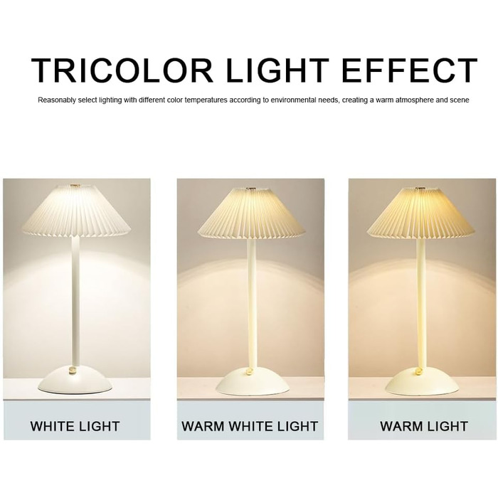 Світлодіодна настільна лампа Starnearby бездротова, з сенсорним димером та акумулятором. 3 режими світла, вінтажний металевий плафон. Лампа для спальні, офісу, тумбочки (біла основа)