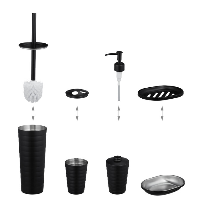 Relaxdays 5-Piece Bathroom Set Stainless Steel Black